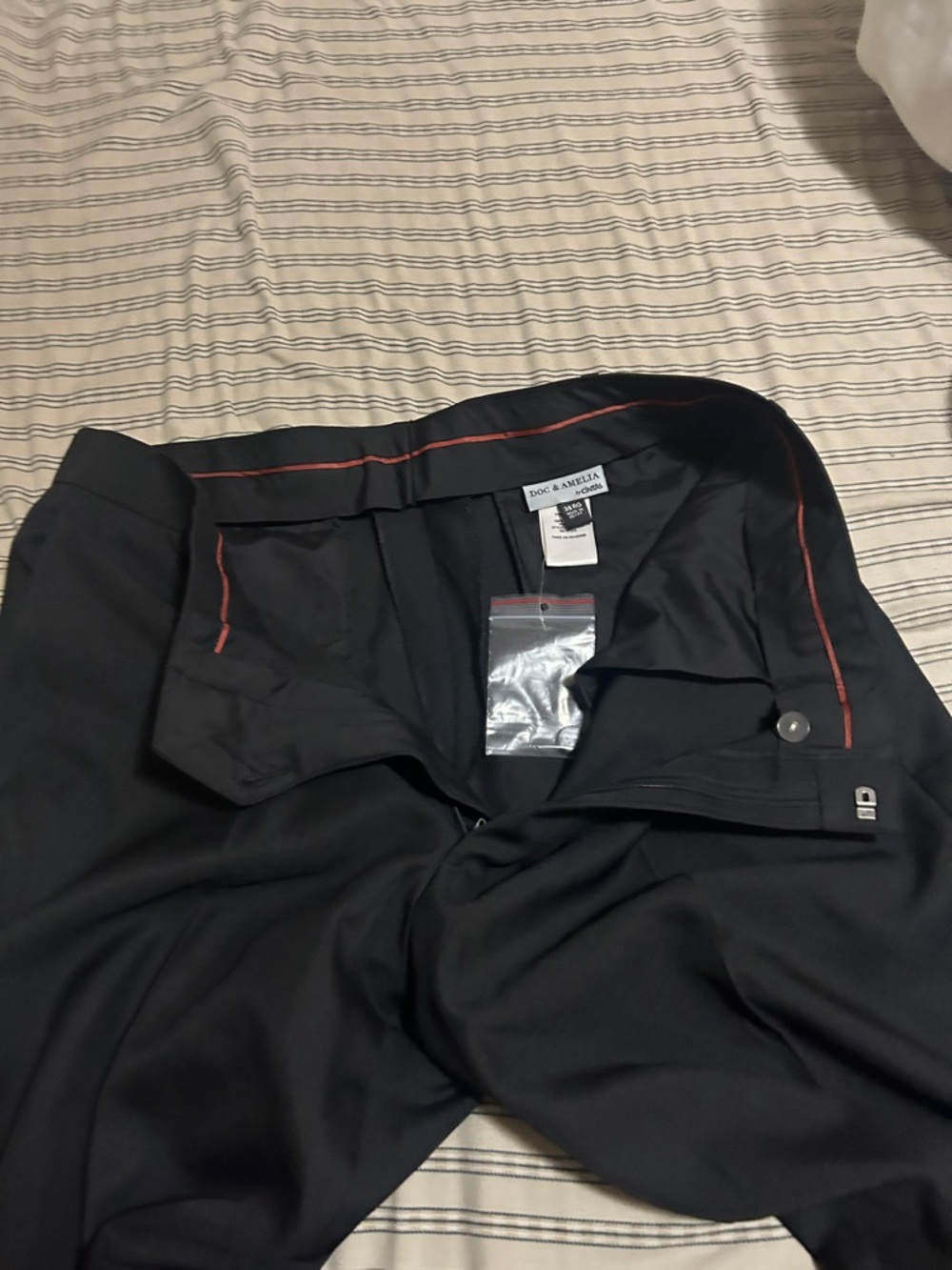 Black Dress Pants with Red Trim